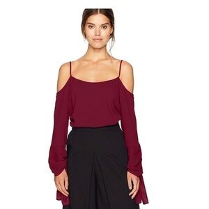 BCBG MaxAzria - Elegant Burgundy Cold Shoulder Top